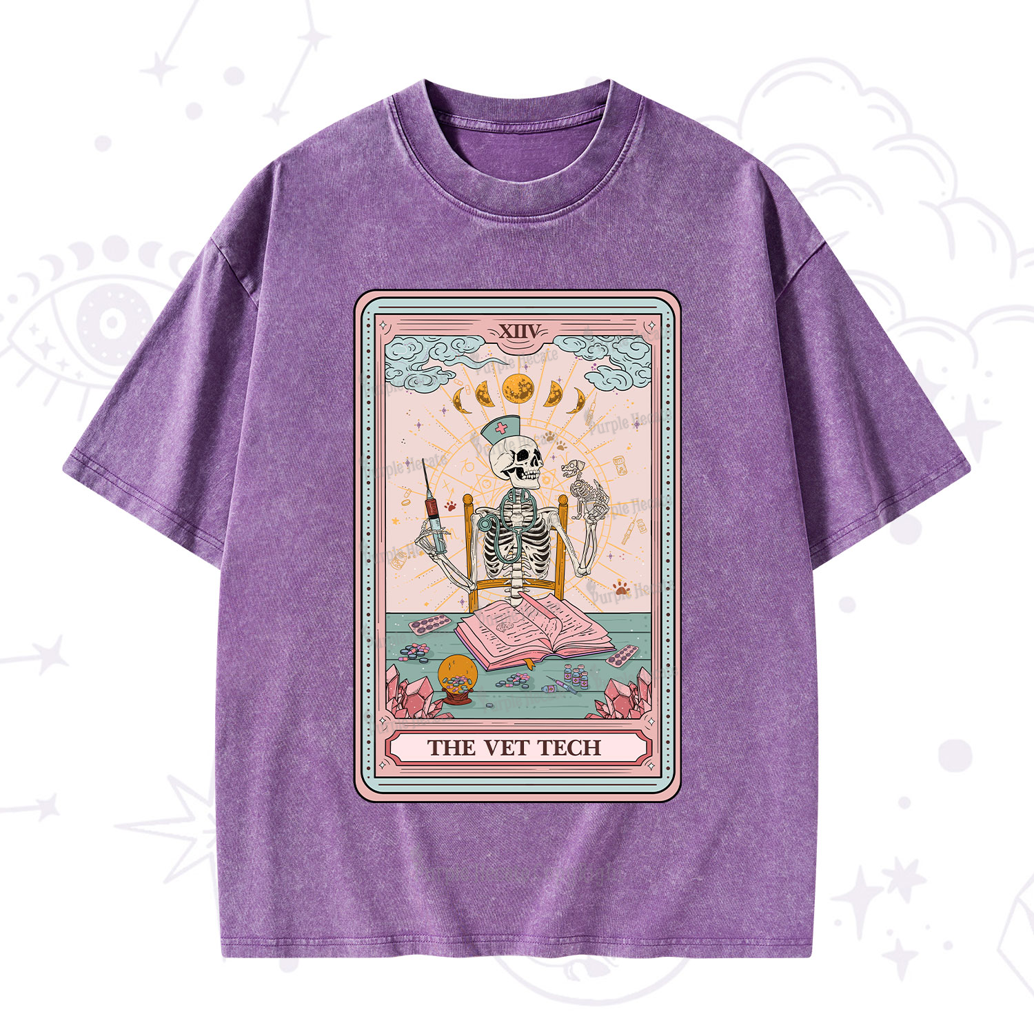 Purplehecate The Vet Tech Tarot Card Washed T-Shirt