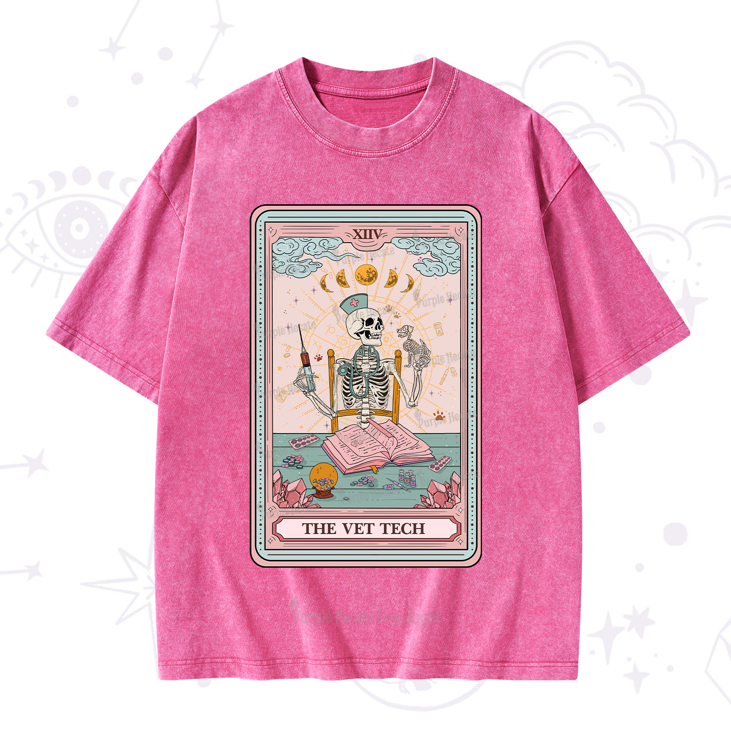 Purplehecate The Vet Tech Tarot Card Washed T-Shirt