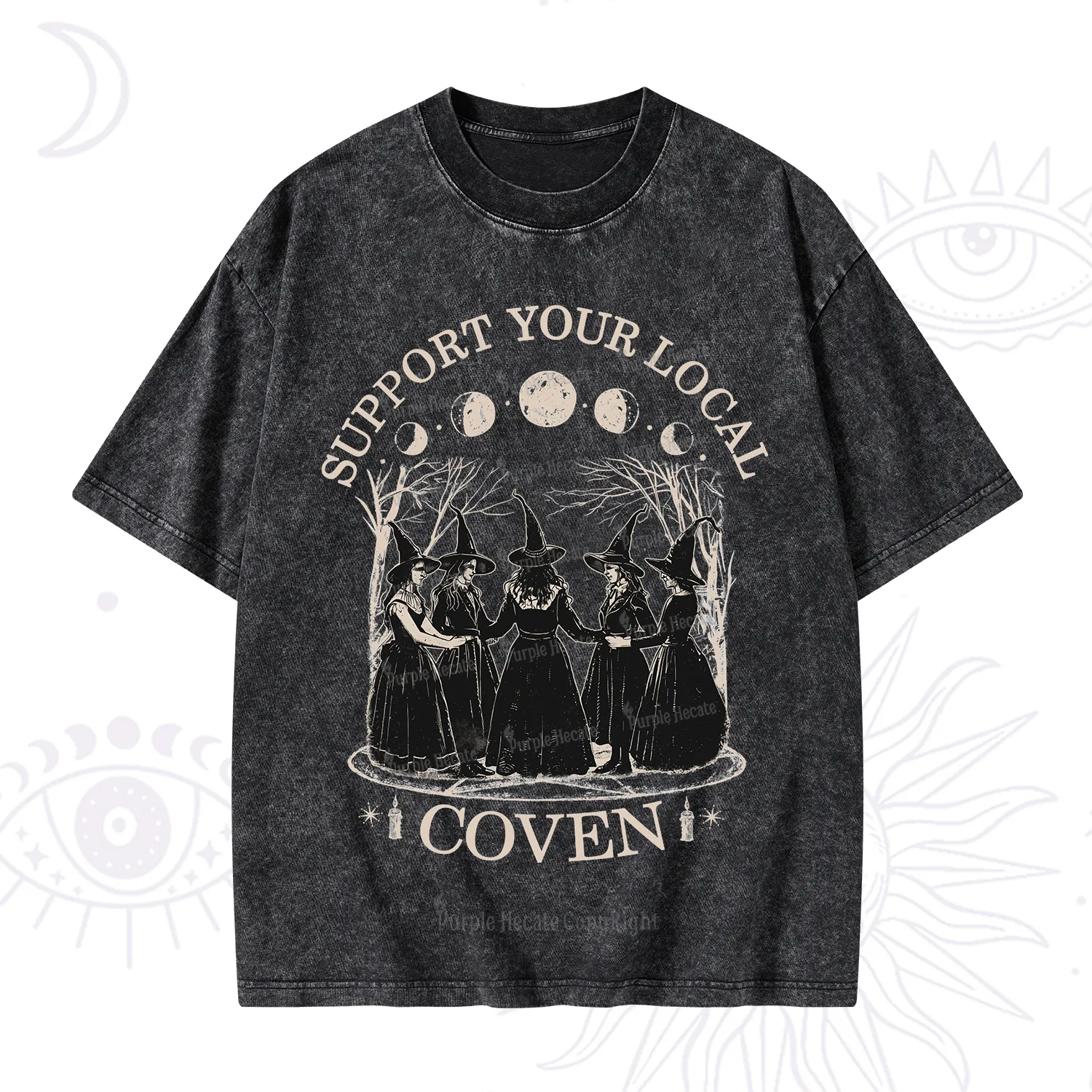Purplehecate Support Your Local Coven Washed T-Shirt