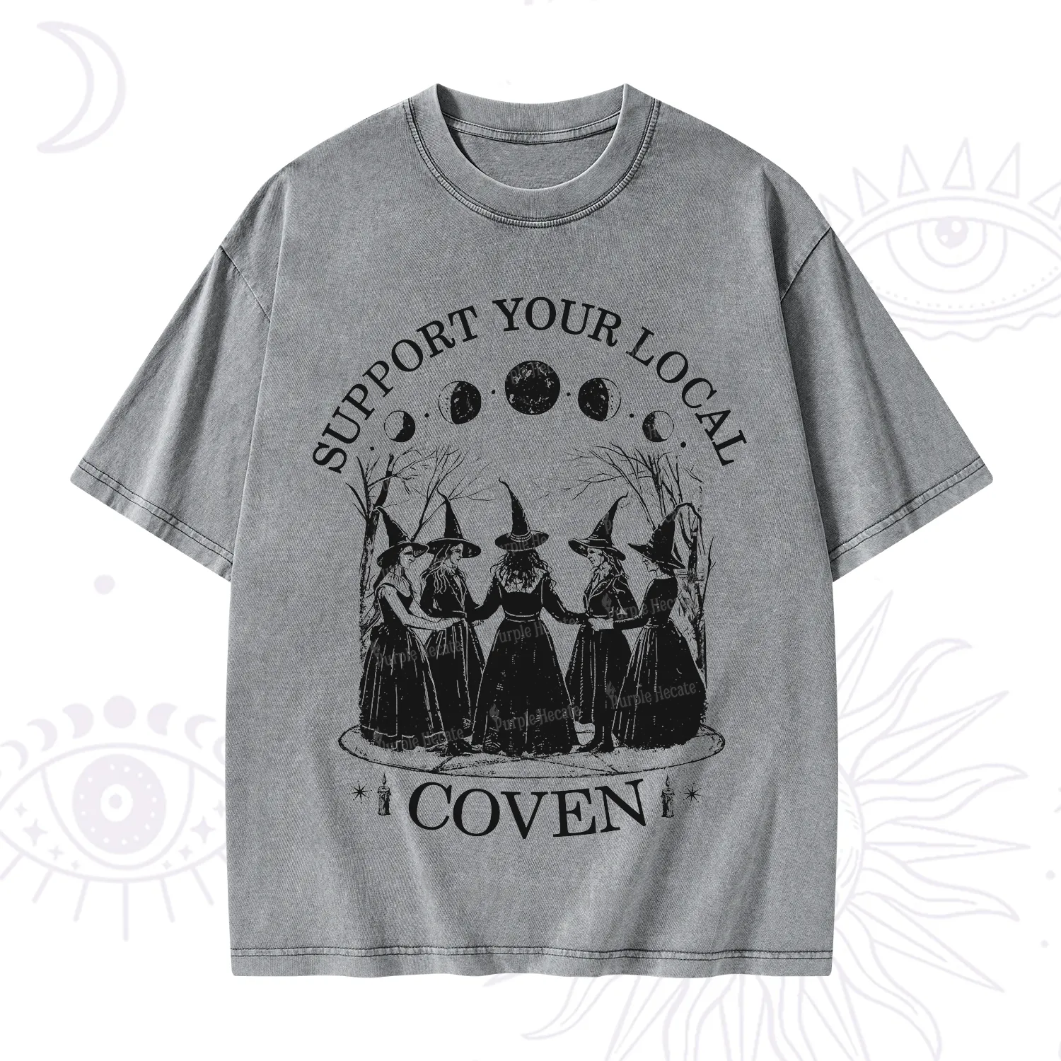 Purplehecate Support Your Local Coven Washed T-Shirt