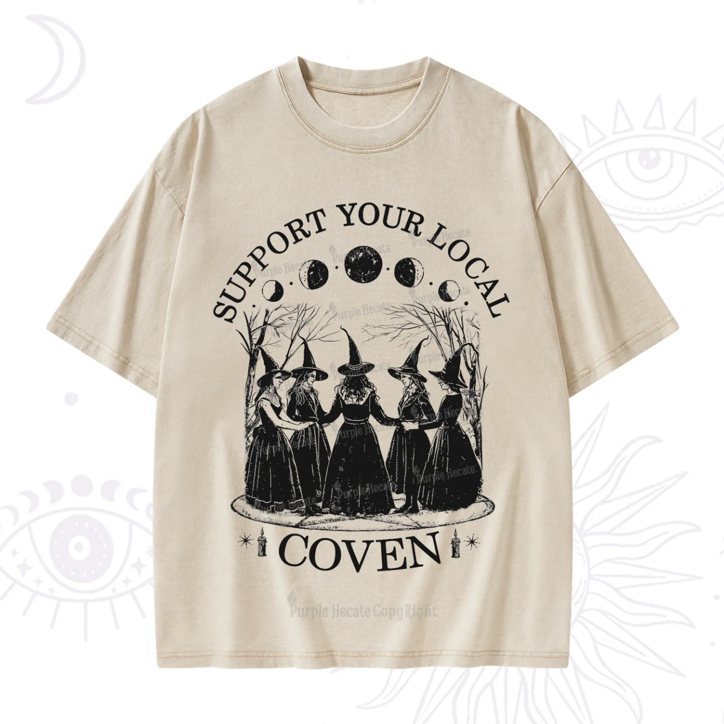 Purplehecate Support Your Local Coven Washed T-Shirt