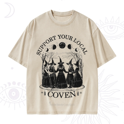 Purplehecate Support Your Local Coven Washed T-Shirt