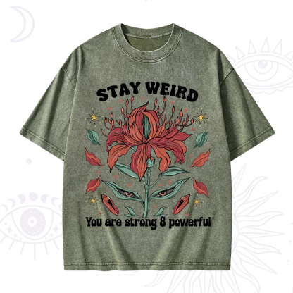 Purplehecate Stay Weird Floral Washed T-Shirt