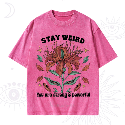 Purplehecate Stay Weird Floral Washed T-Shirt