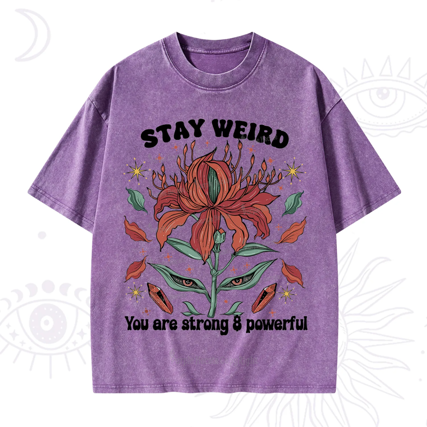 Purplehecate Stay Weird Floral Washed T-Shirt
