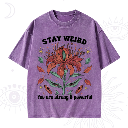 Purplehecate Stay Weird Floral Washed T-Shirt
