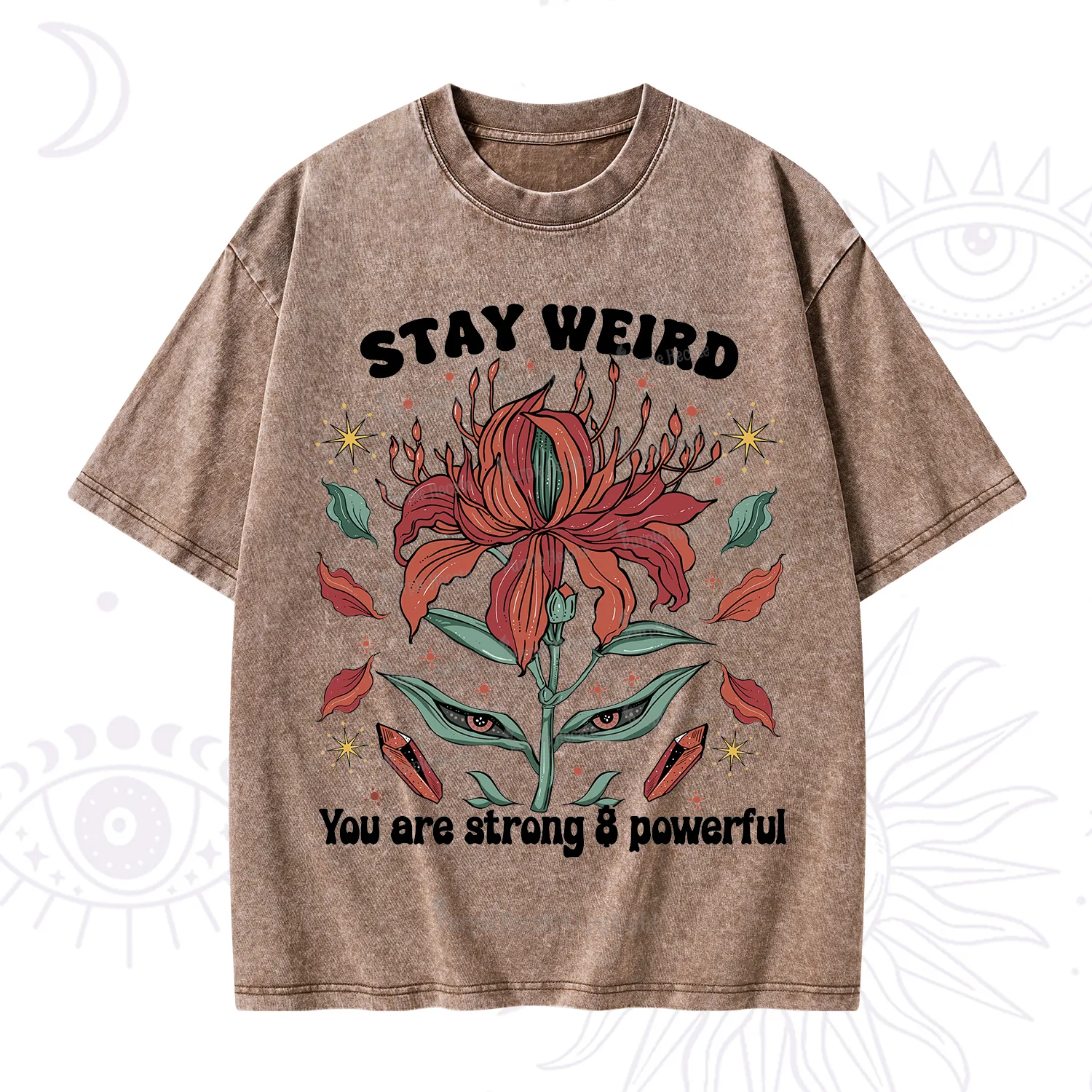 Purplehecate Stay Weird Floral Washed T-Shirt