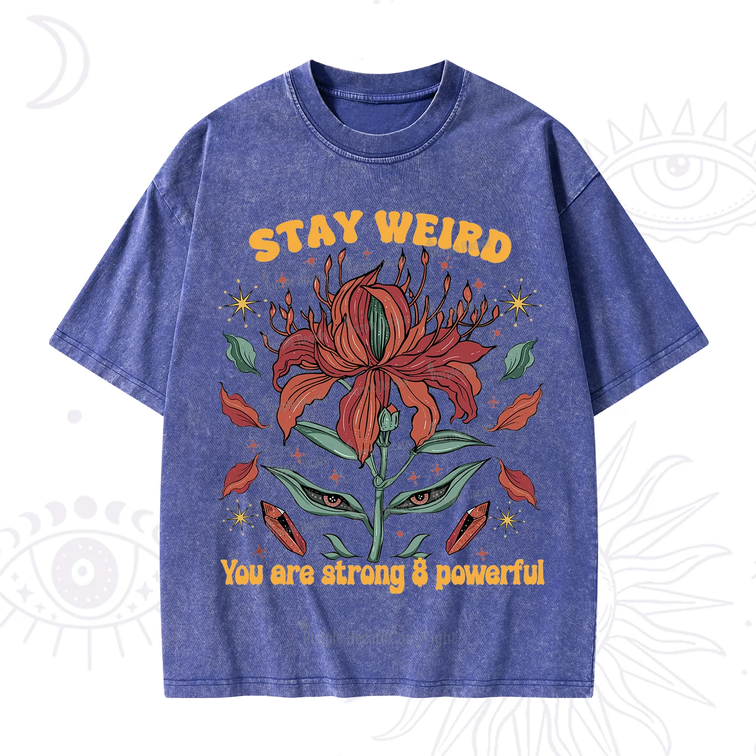 Purplehecate Stay Weird Floral Washed T-Shirt