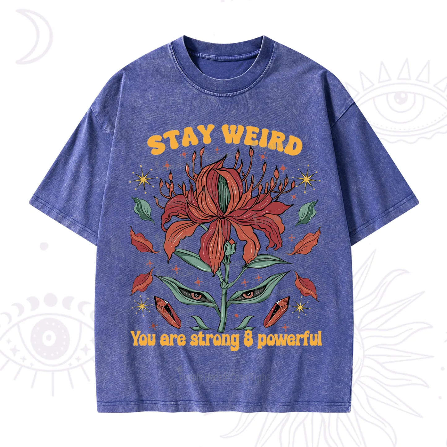 Purplehecate Stay Weird Floral Washed T-Shirt