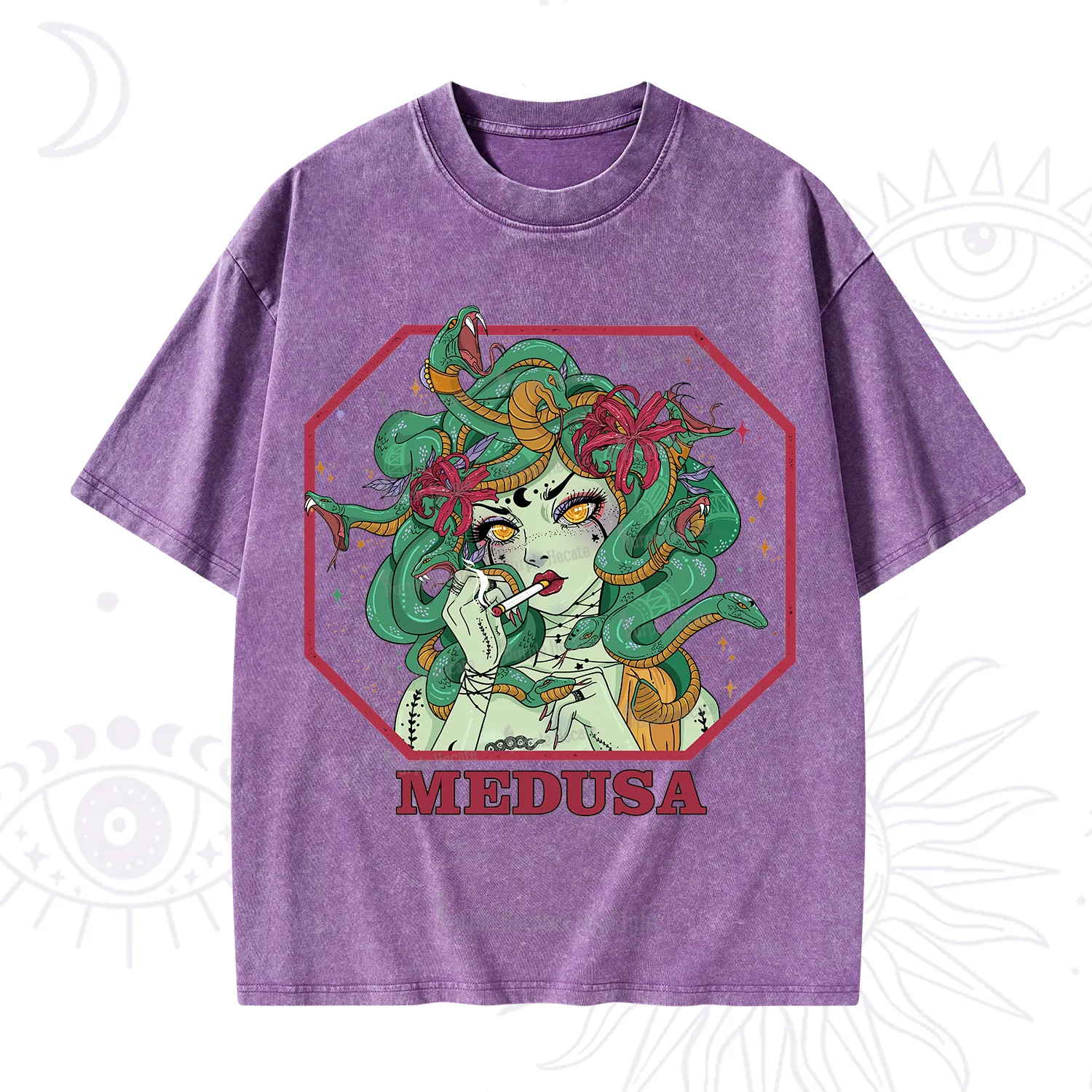 Purplehecate The Greek Goddess Medusa Washed T-Shirt