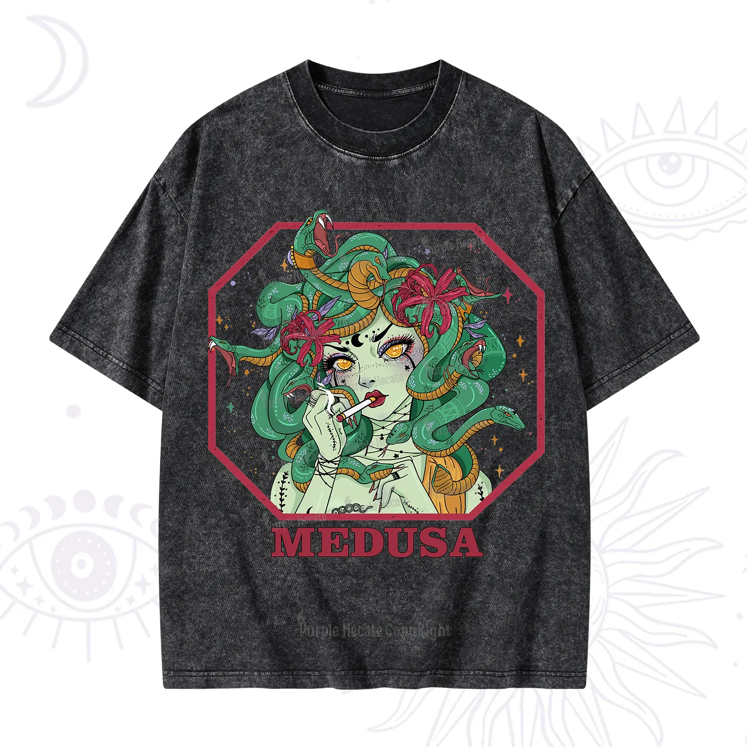 Purplehecate The Greek Goddess Medusa Washed T-Shirt