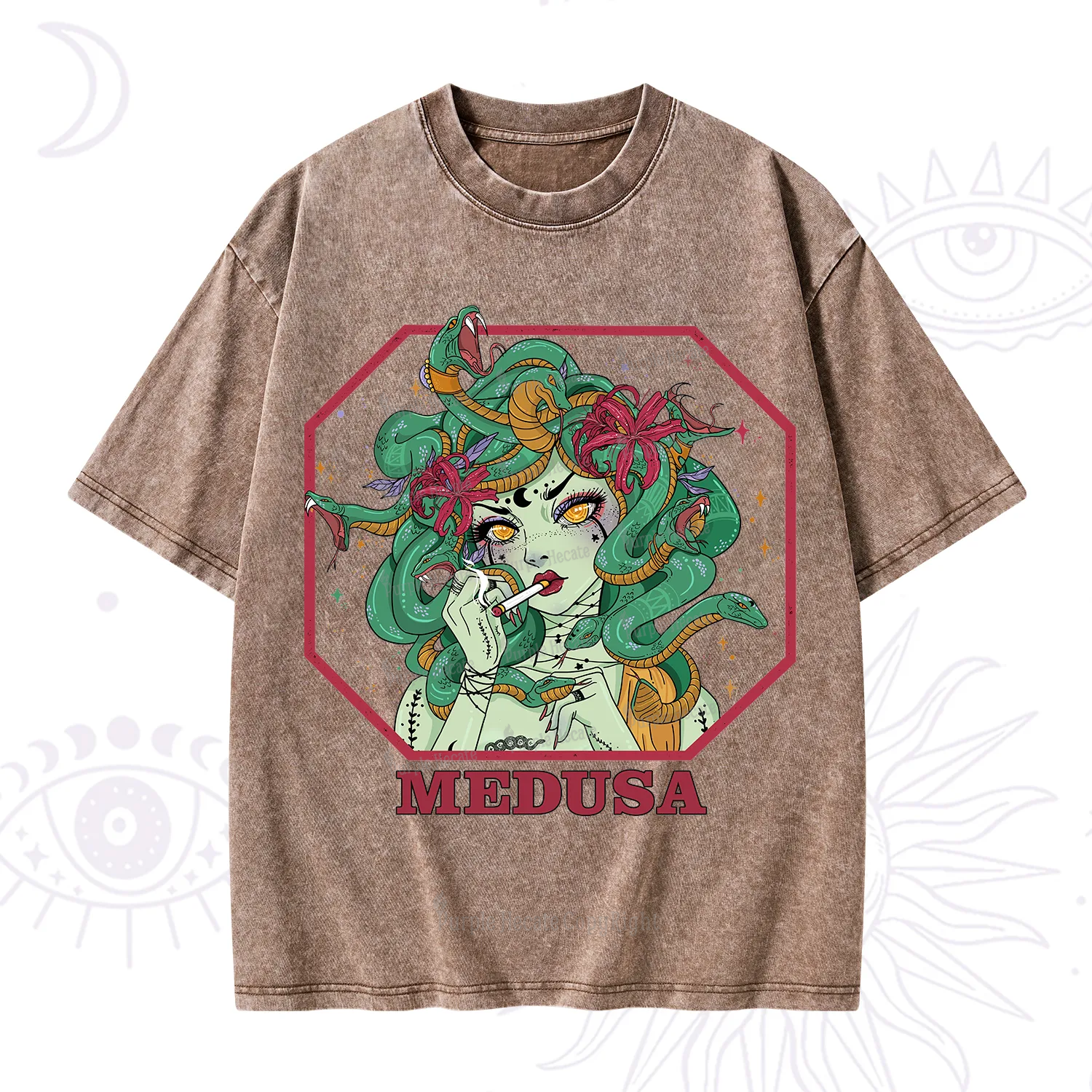 Purplehecate The Greek Goddess Medusa Washed T-Shirt