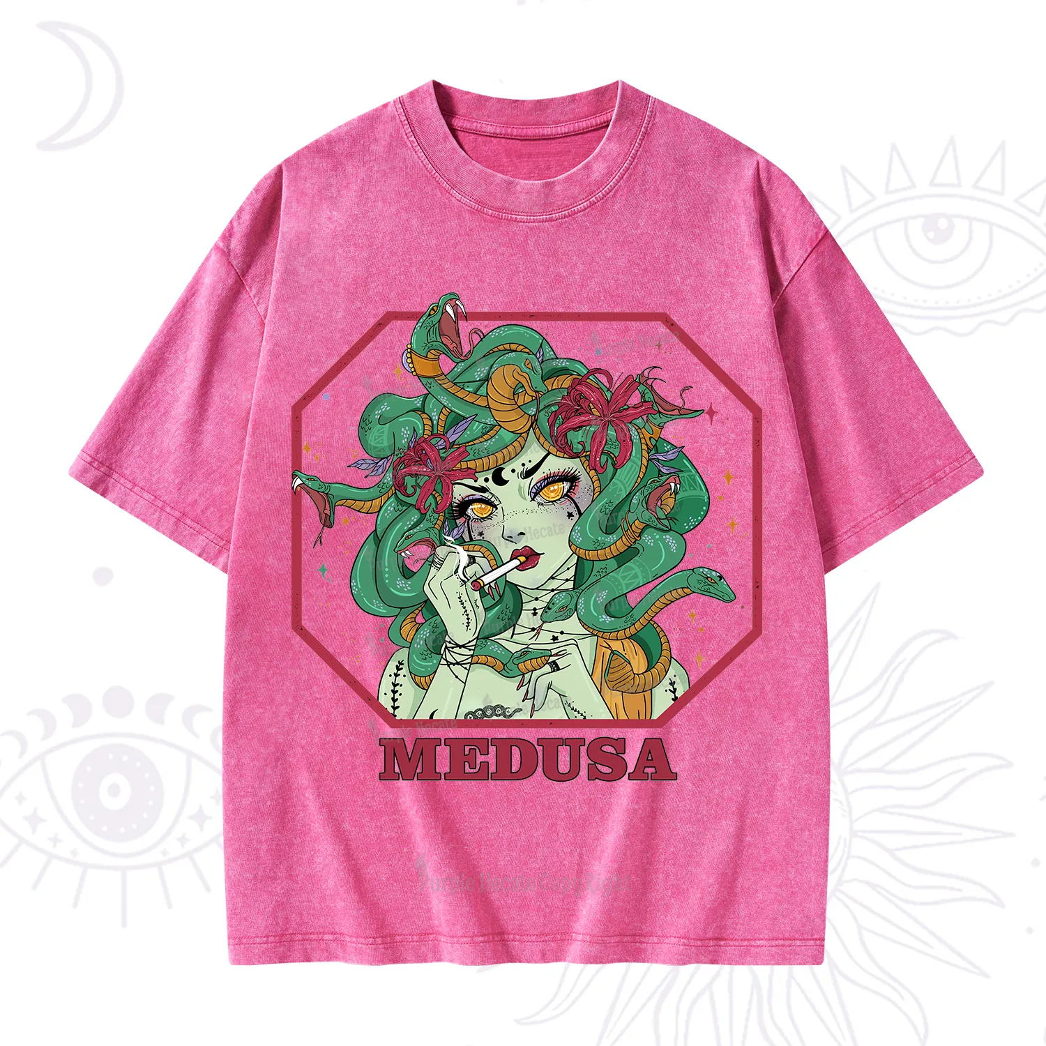 Purplehecate The Greek Goddess Medusa Washed T-Shirt