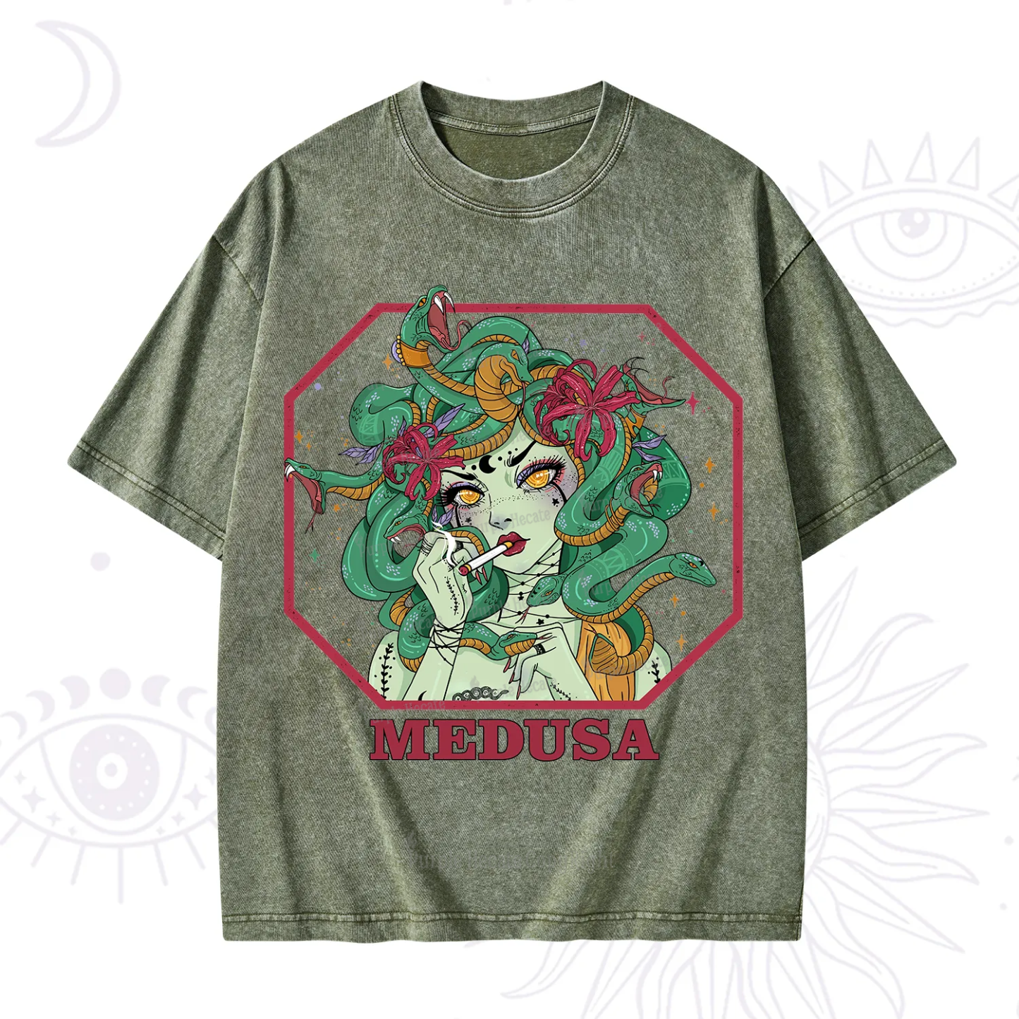 Purplehecate The Greek Goddess Medusa Washed T-Shirt