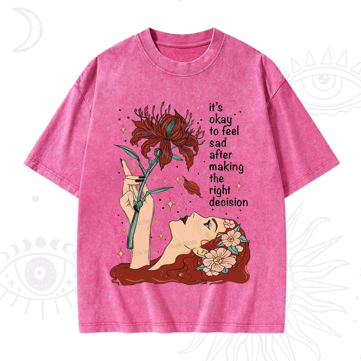 Purplehecate It's Okay To Feel Sad After Making The Right Decision Washed T-Shirt