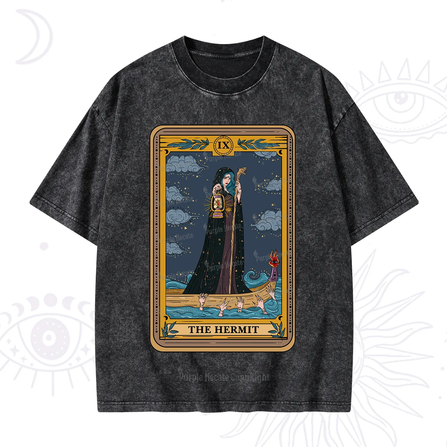 Purplehecate The Hermit Goddess Tarot Washed T-Shirt