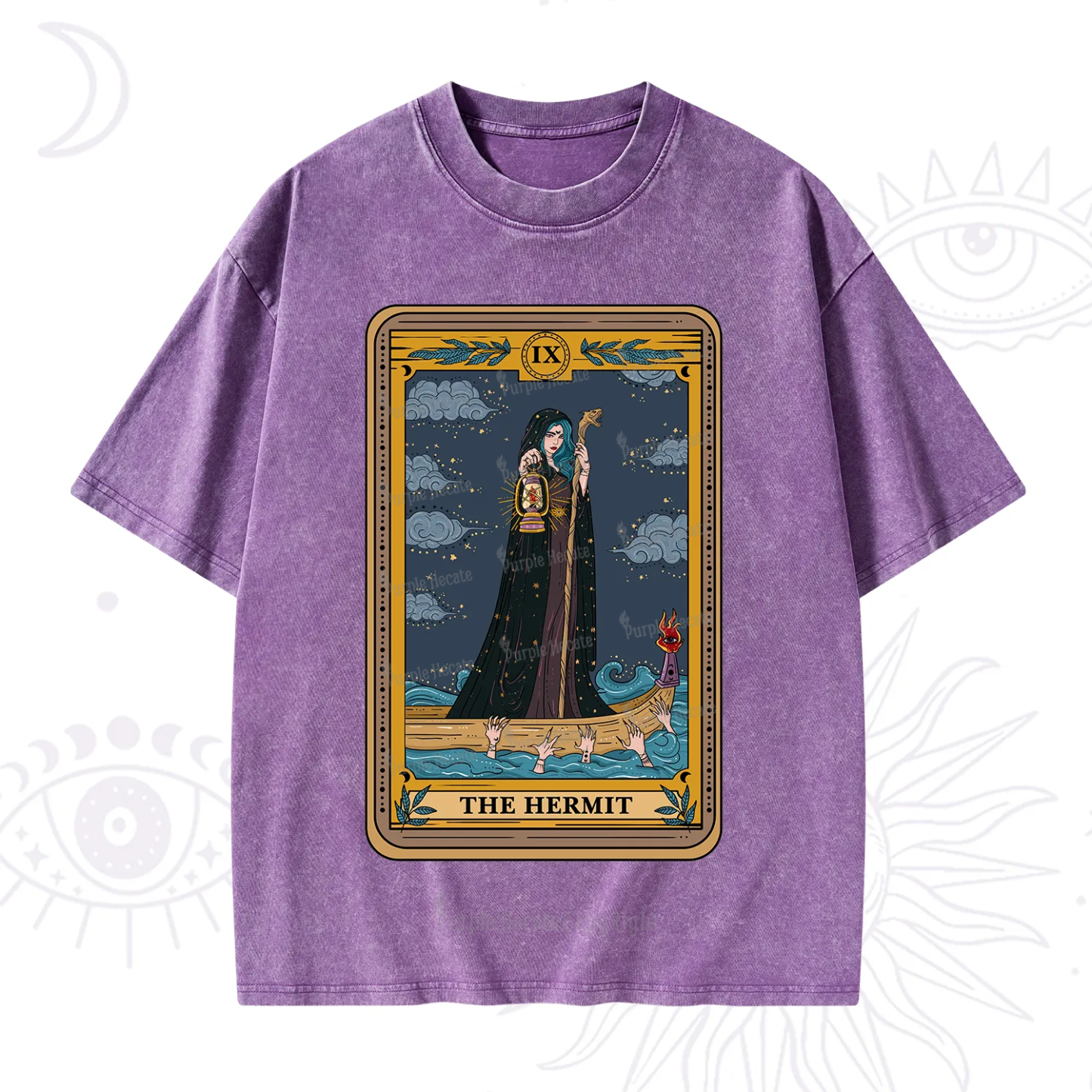 Purplehecate The Hermit Goddess Tarot Washed T-Shirt