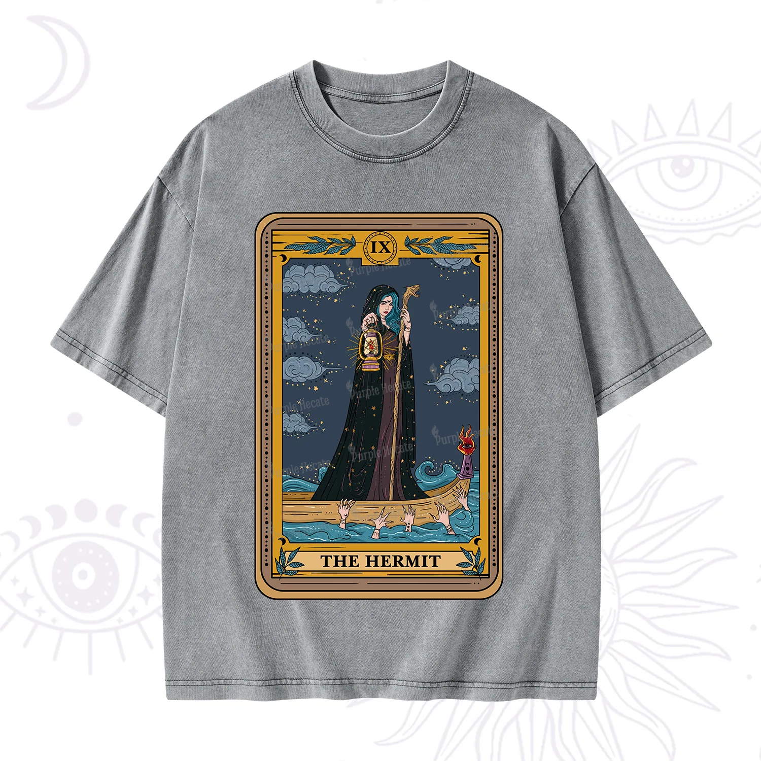 Purplehecate The Hermit Goddess Tarot Washed T-Shirt