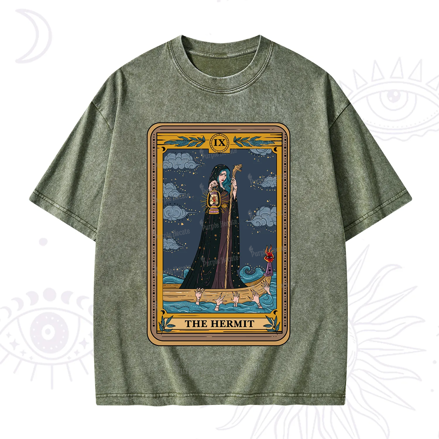 Purplehecate The Hermit Goddess Tarot Washed T-Shirt