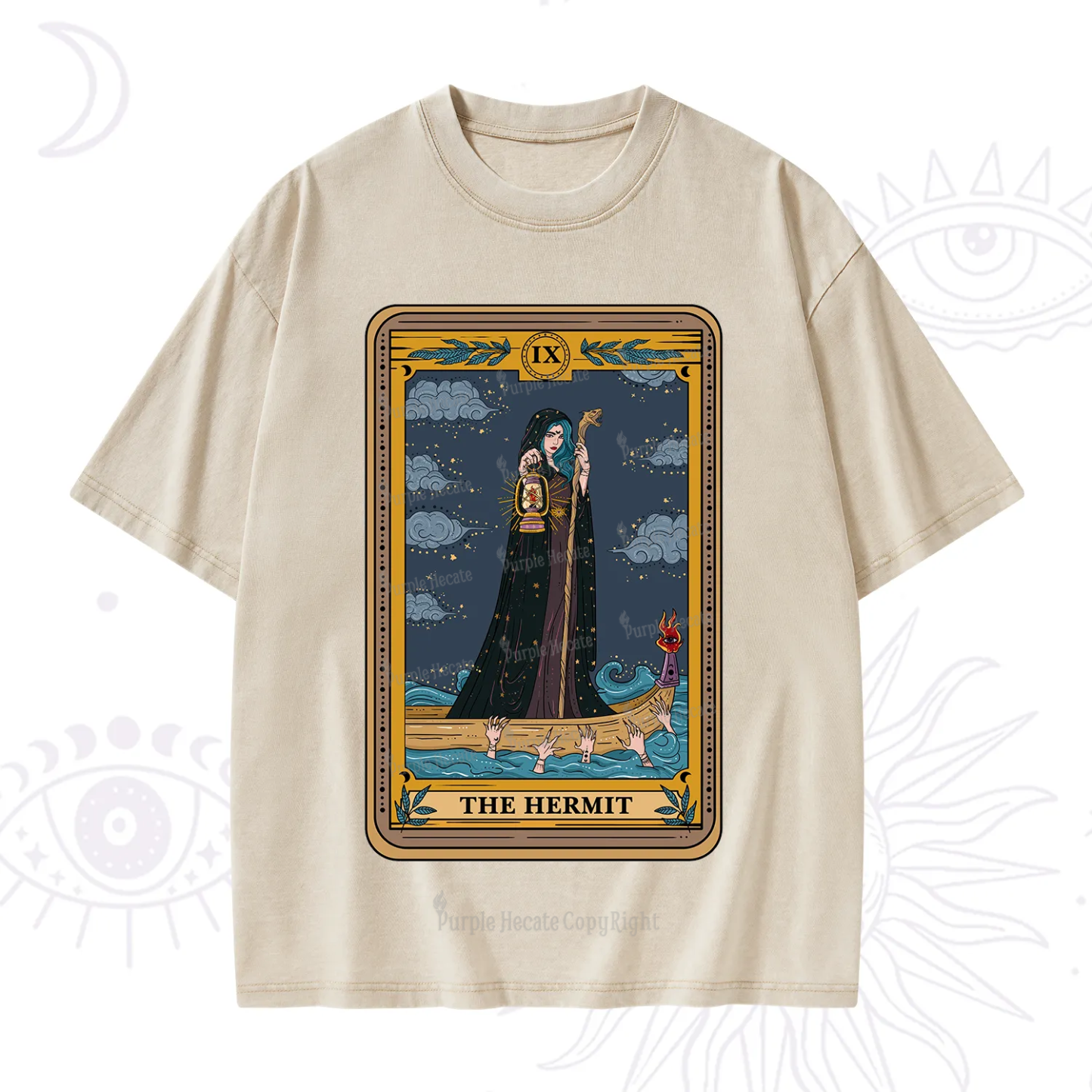 Purplehecate The Hermit Goddess Tarot Washed T-Shirt