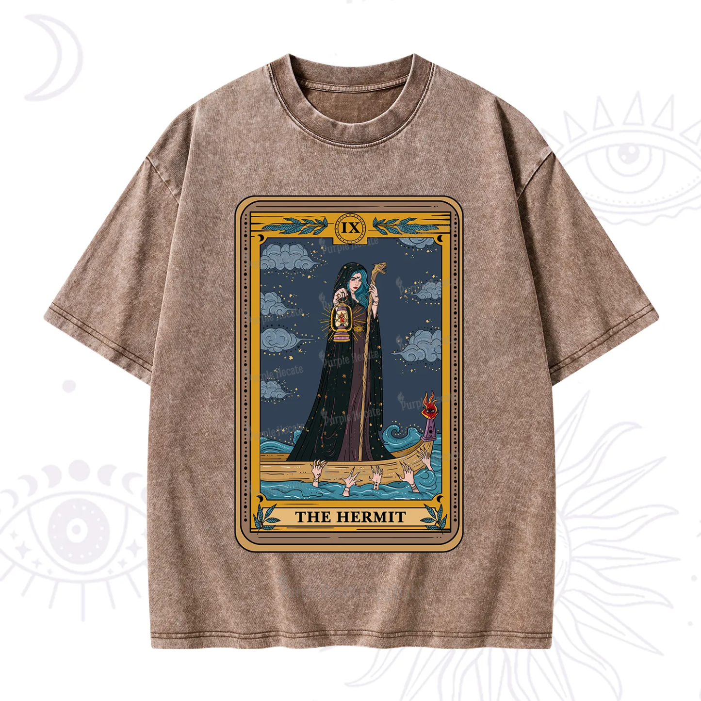 Purplehecate The Hermit Goddess Tarot Washed T-Shirt