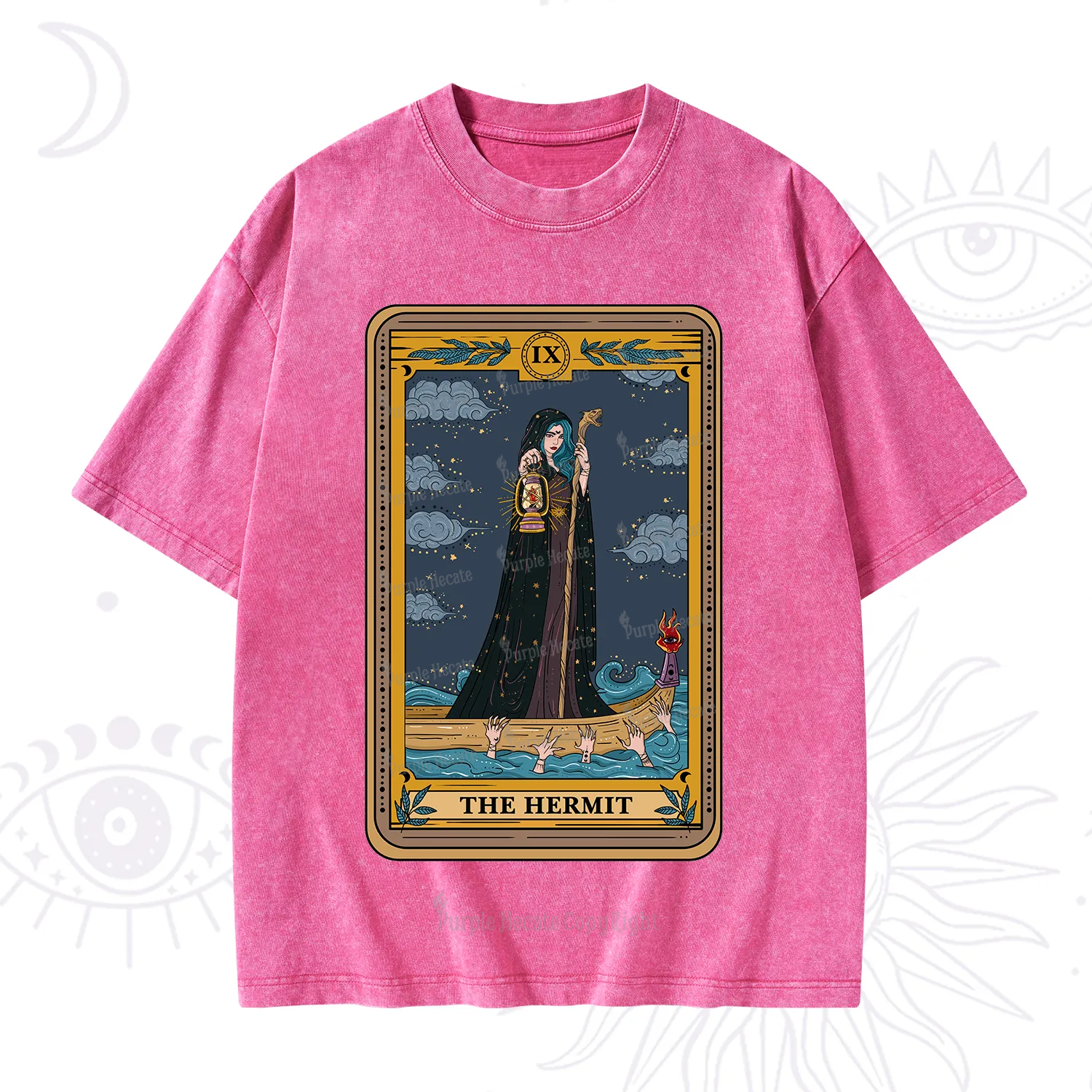Purplehecate The Hermit Goddess Tarot Washed T-Shirt