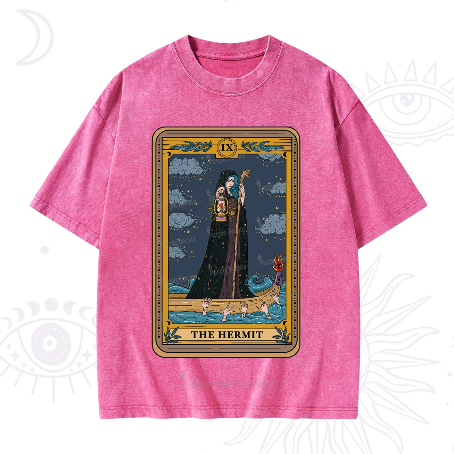 Purplehecate The Hermit Goddess Tarot Washed T-Shirt