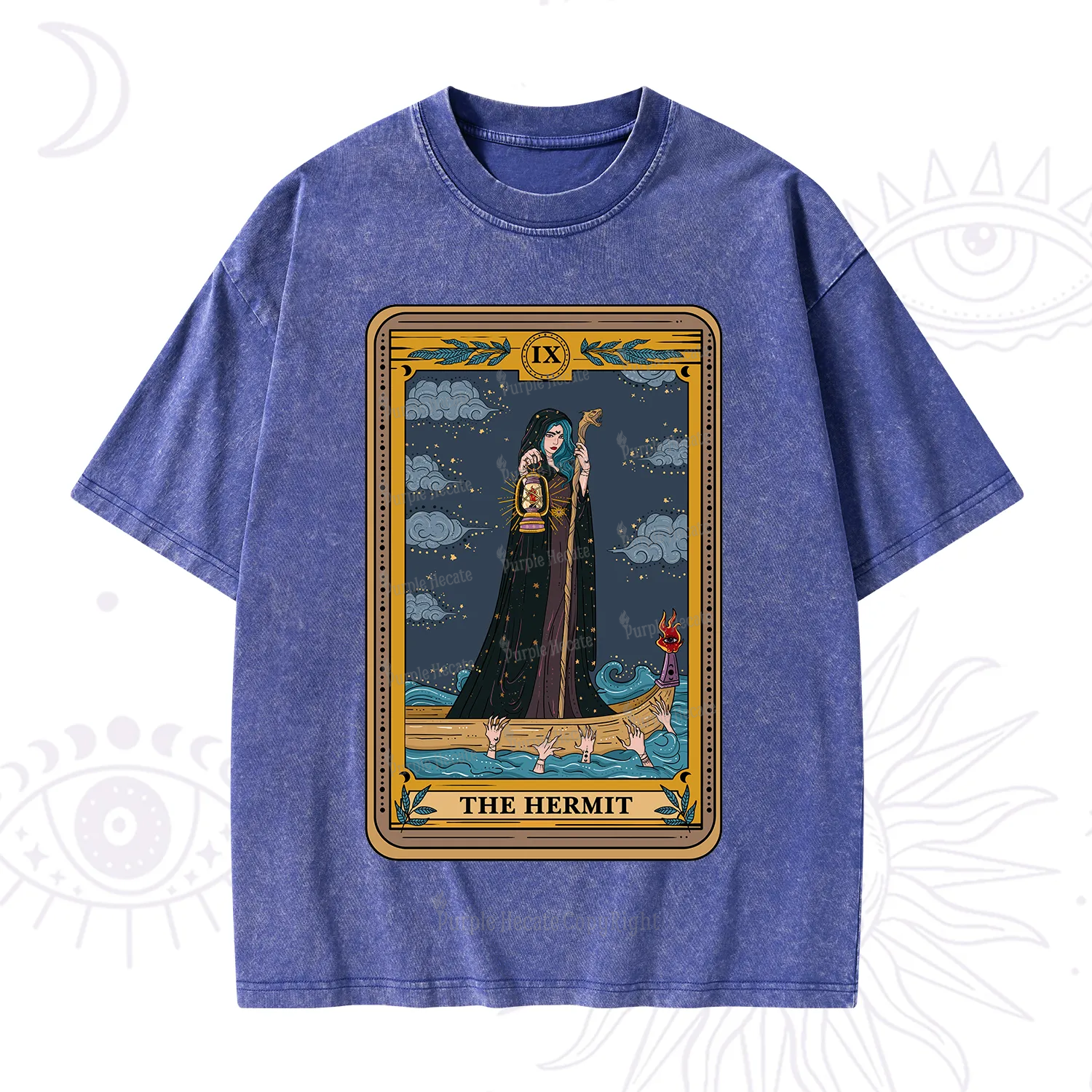 Purplehecate The Hermit Goddess Tarot Washed T-Shirt