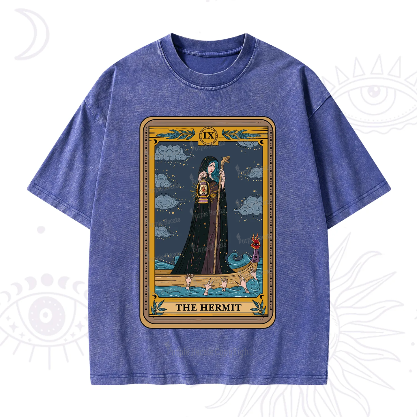 Purplehecate The Hermit Goddess Tarot Washed T-Shirt