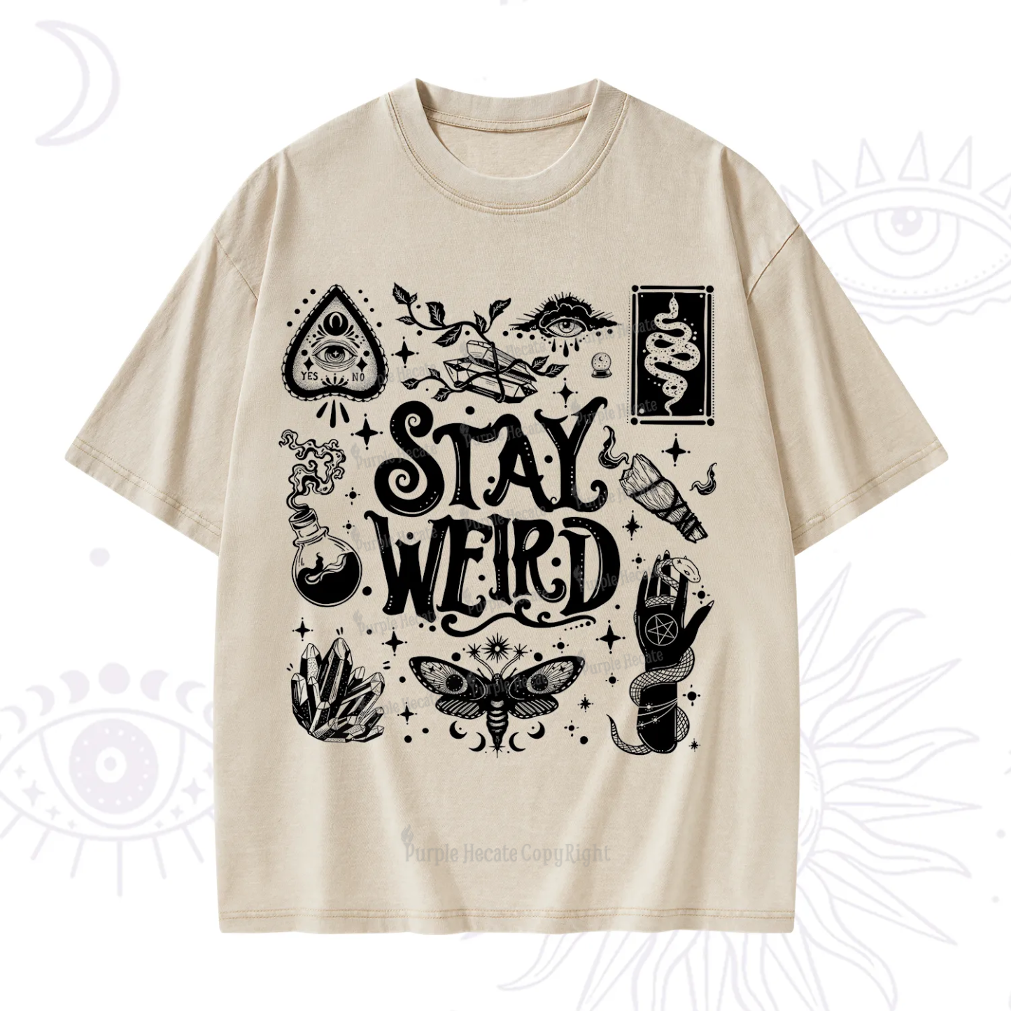 Purplehecate Stay Weird and Witchy Washed T-Shirt