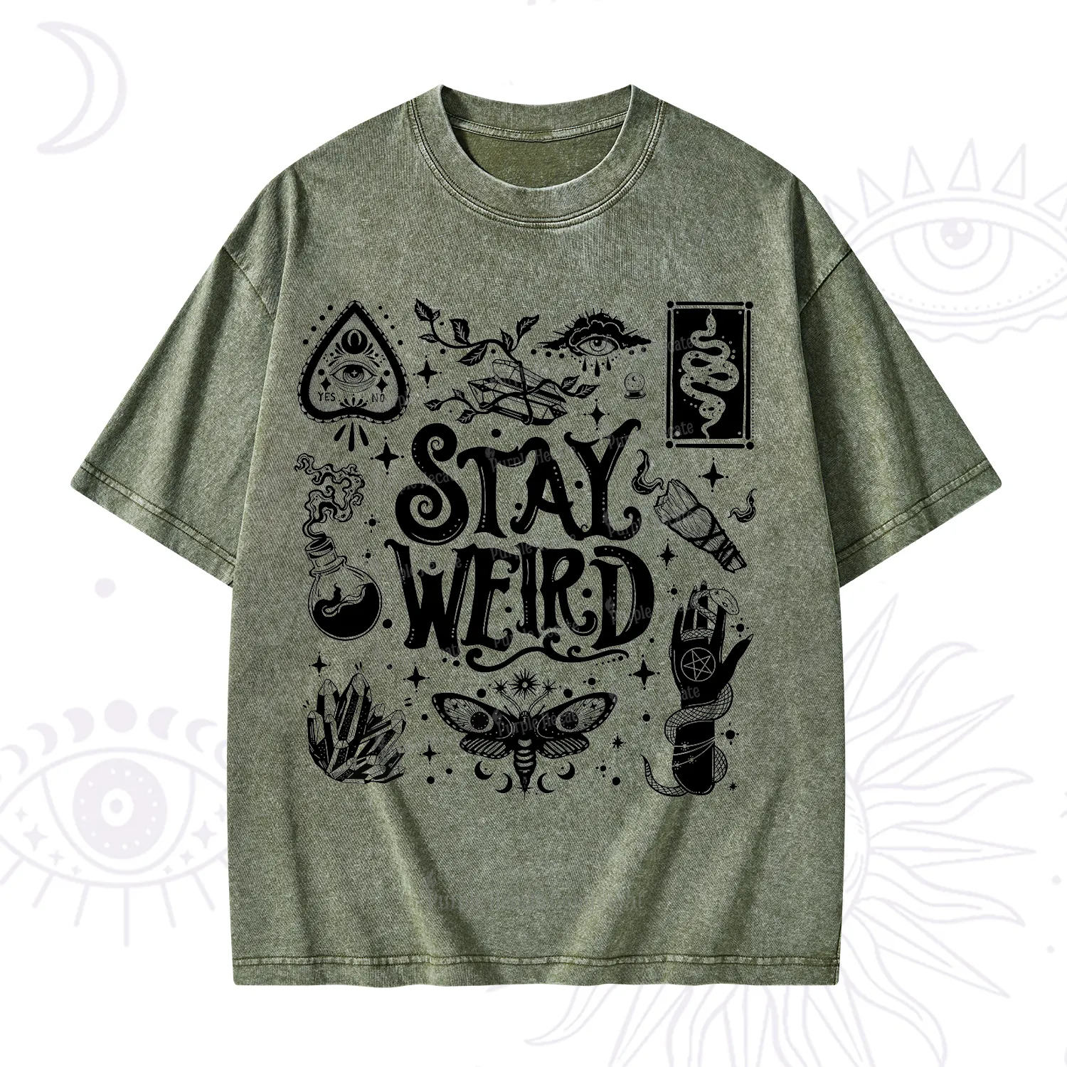 Purplehecate Stay Weird and Witchy Washed T-Shirt