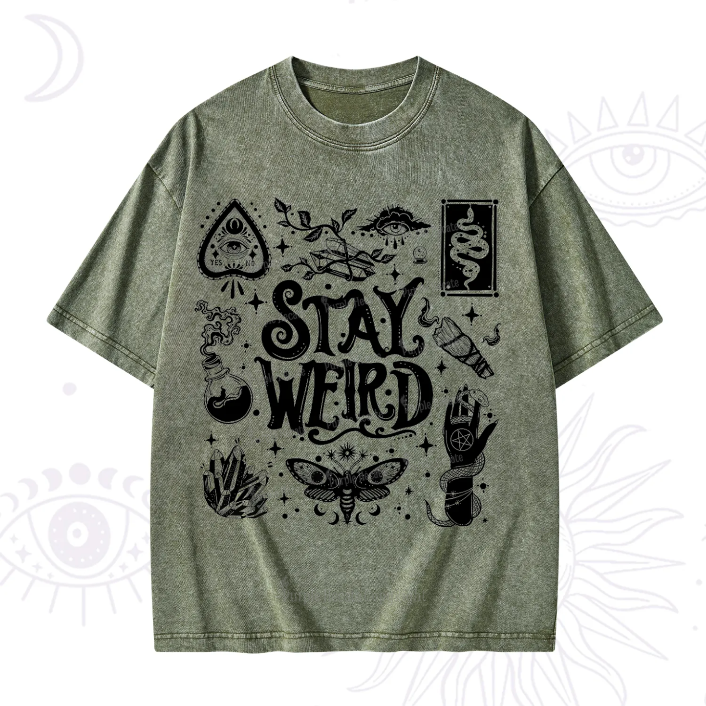 Purplehecate Stay Weird and Witchy Washed T-Shirt