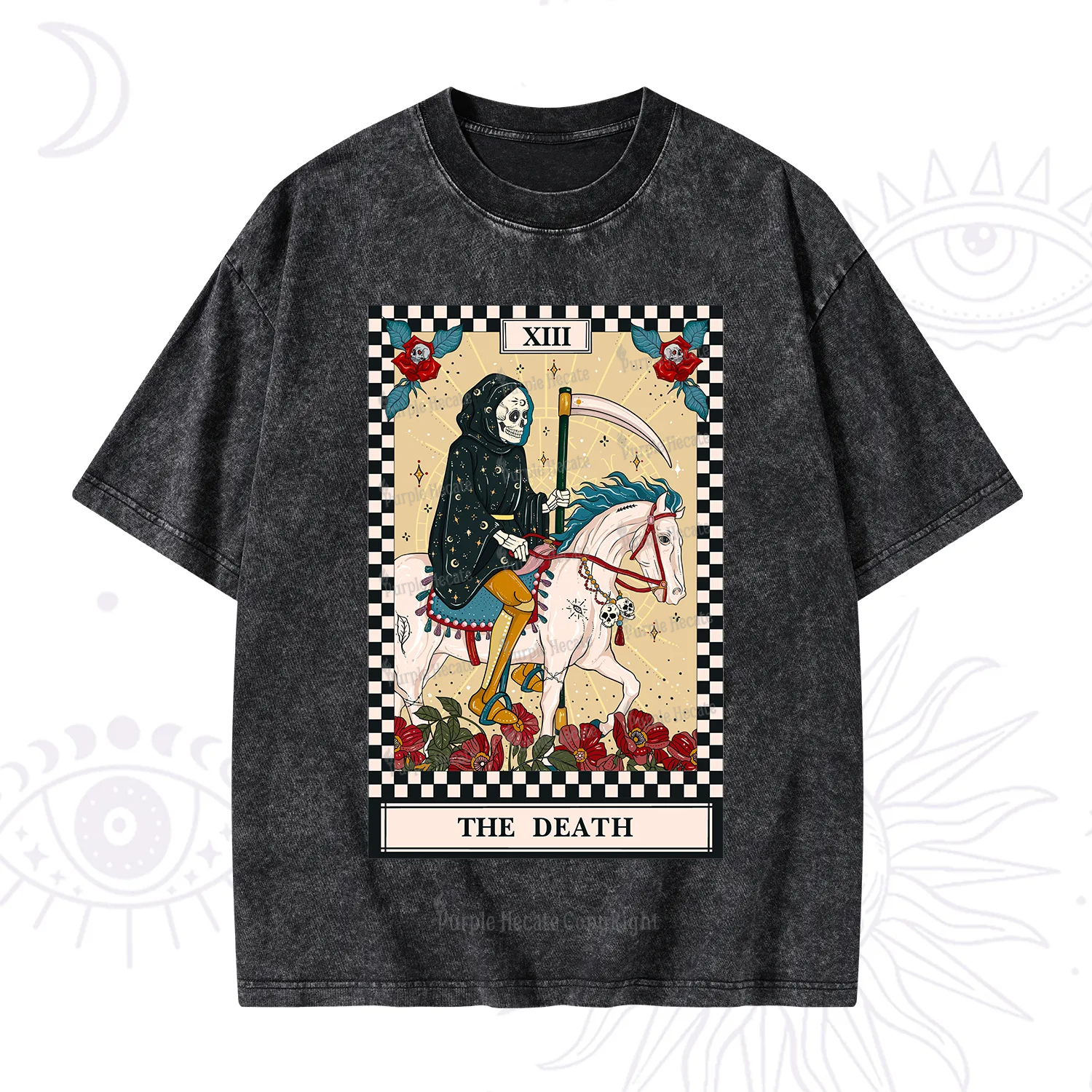 Purplehecate The Death Tarot Skeleton Washed T-Shirt