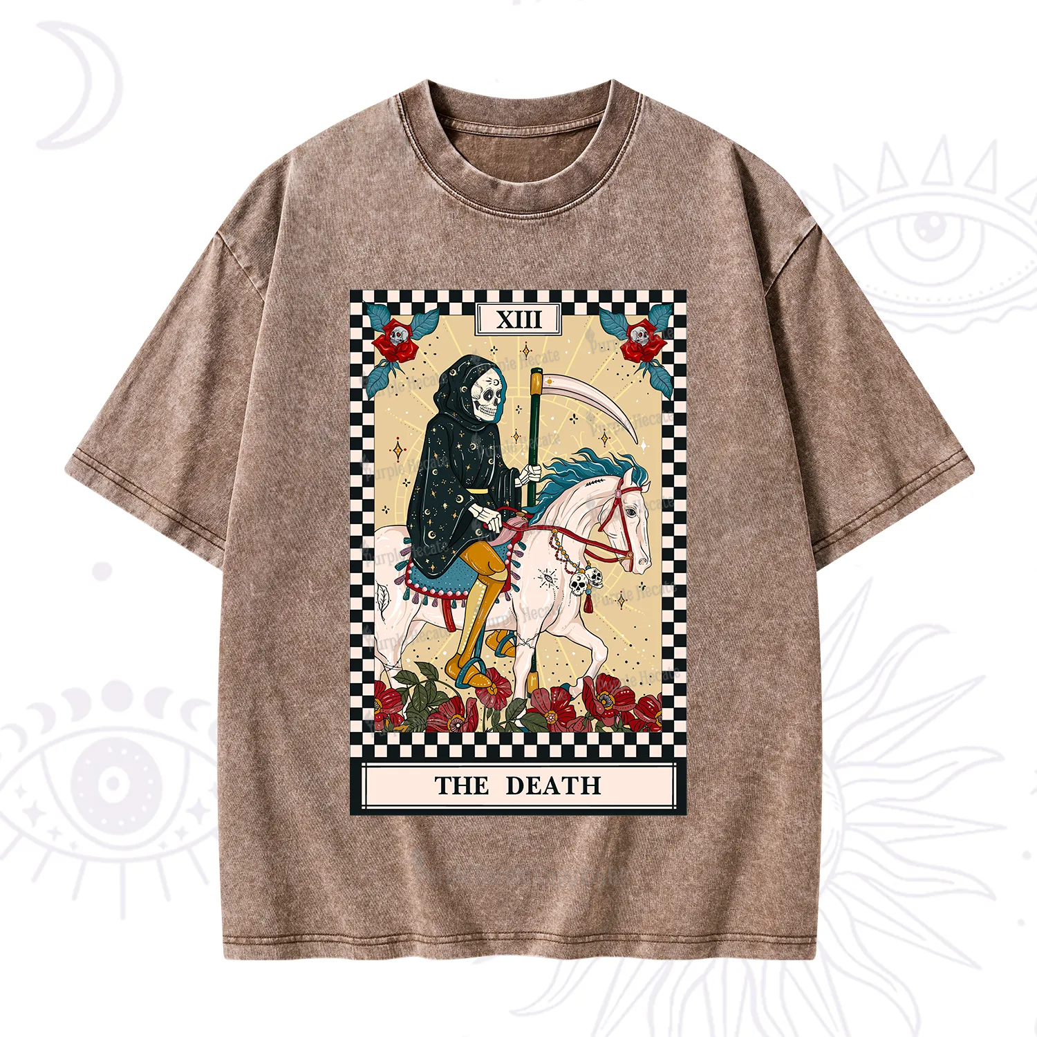 Purplehecate The Death Tarot Skeleton Washed T-Shirt
