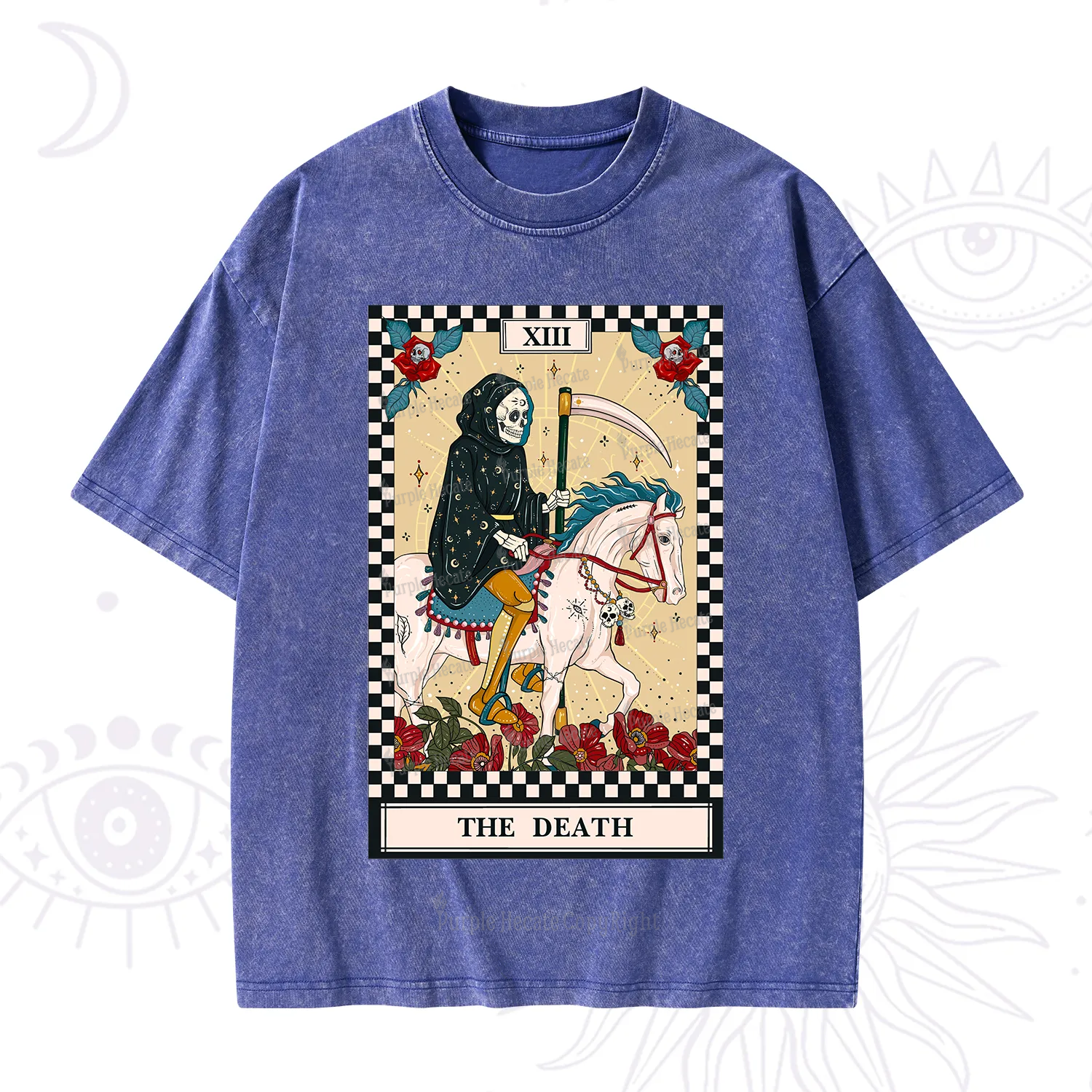 Purplehecate The Death Tarot Skeleton Washed T-Shirt