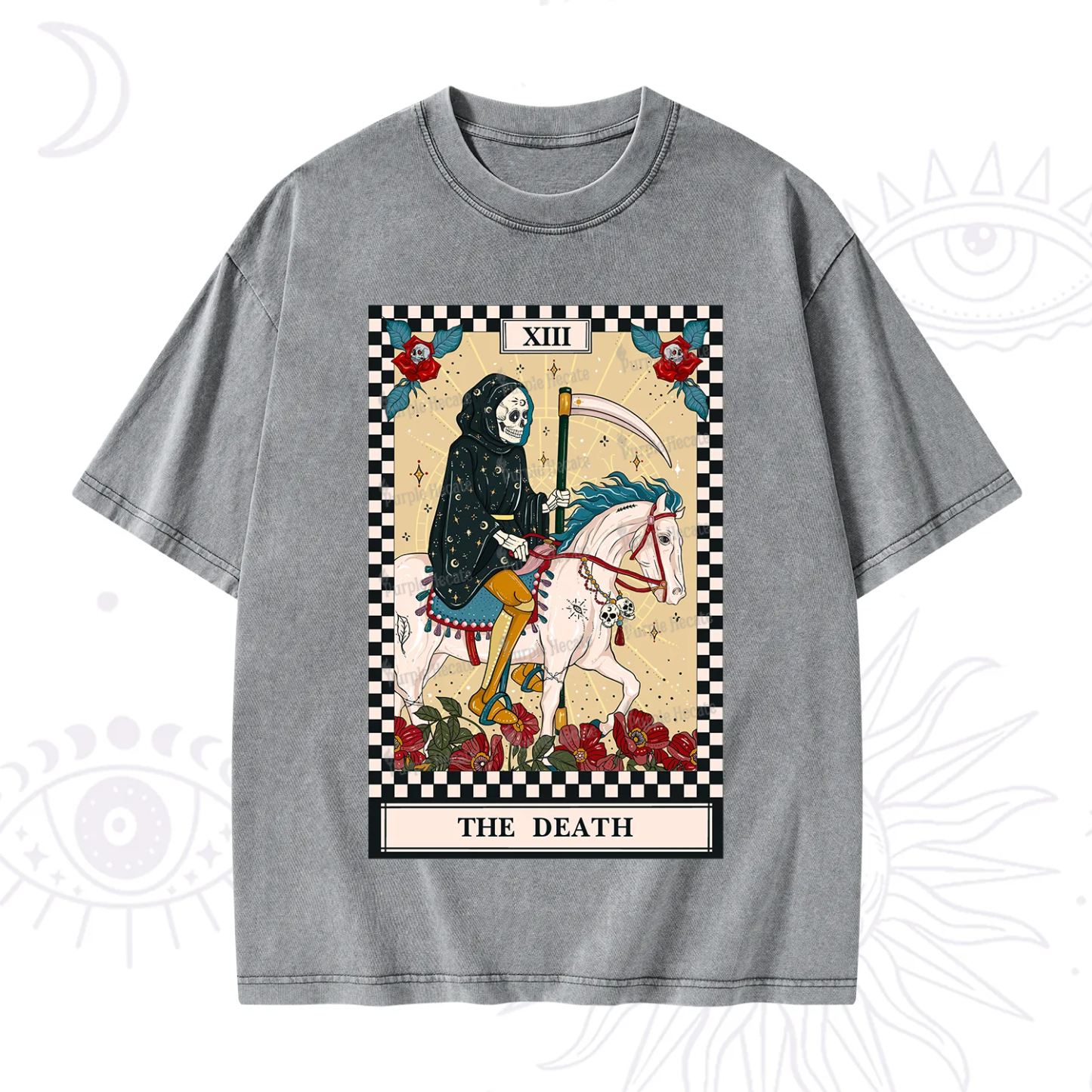 Purplehecate The Death Tarot Skeleton Washed T-Shirt