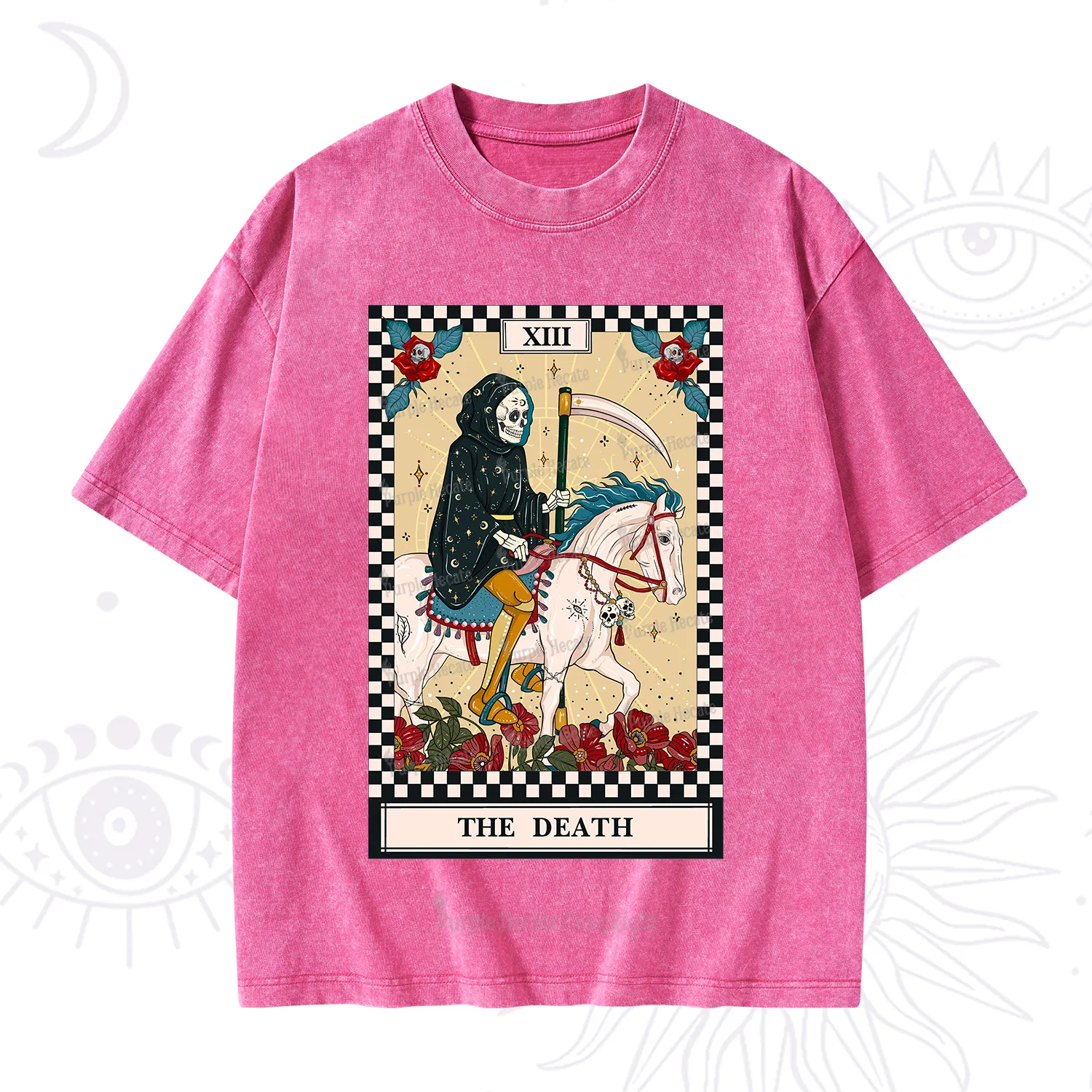 Purplehecate The Death Tarot Skeleton Washed T-Shirt