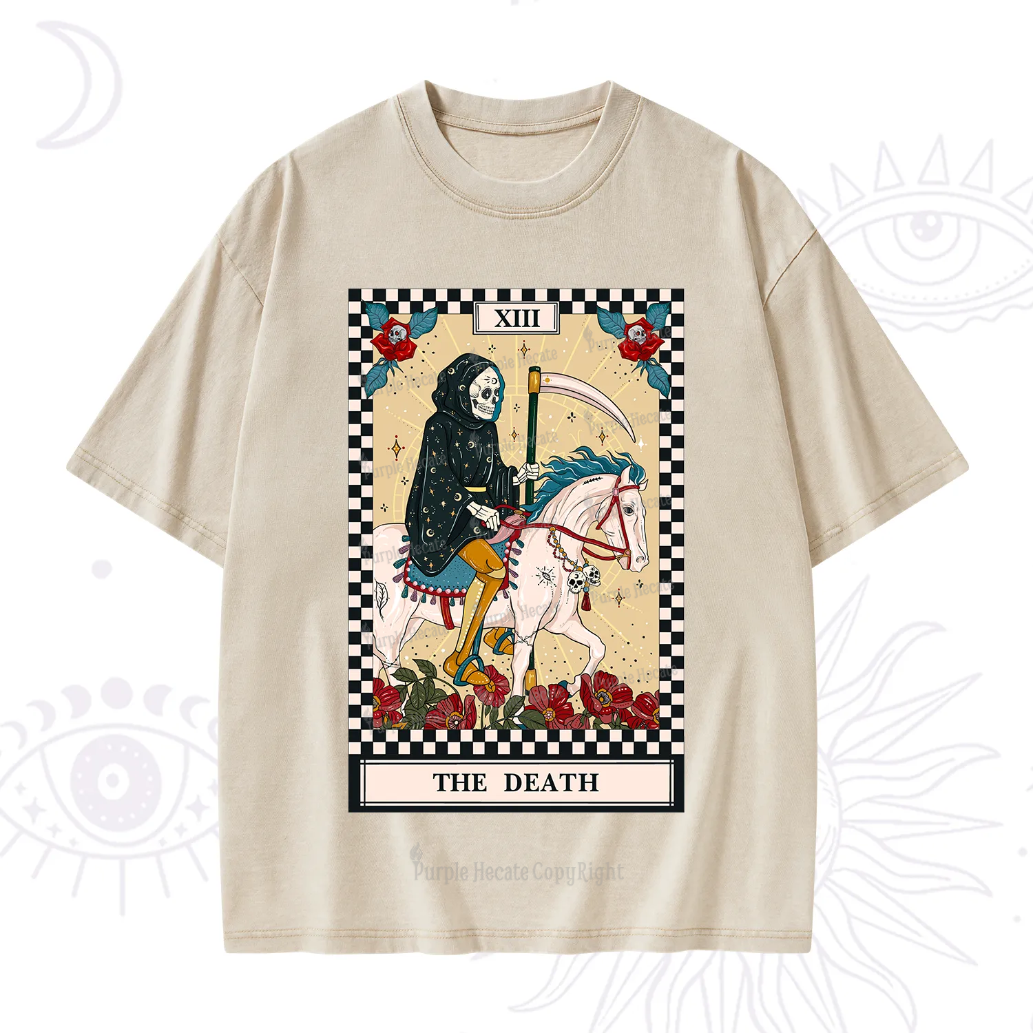 Purplehecate The Death Tarot Skeleton Washed T-Shirt