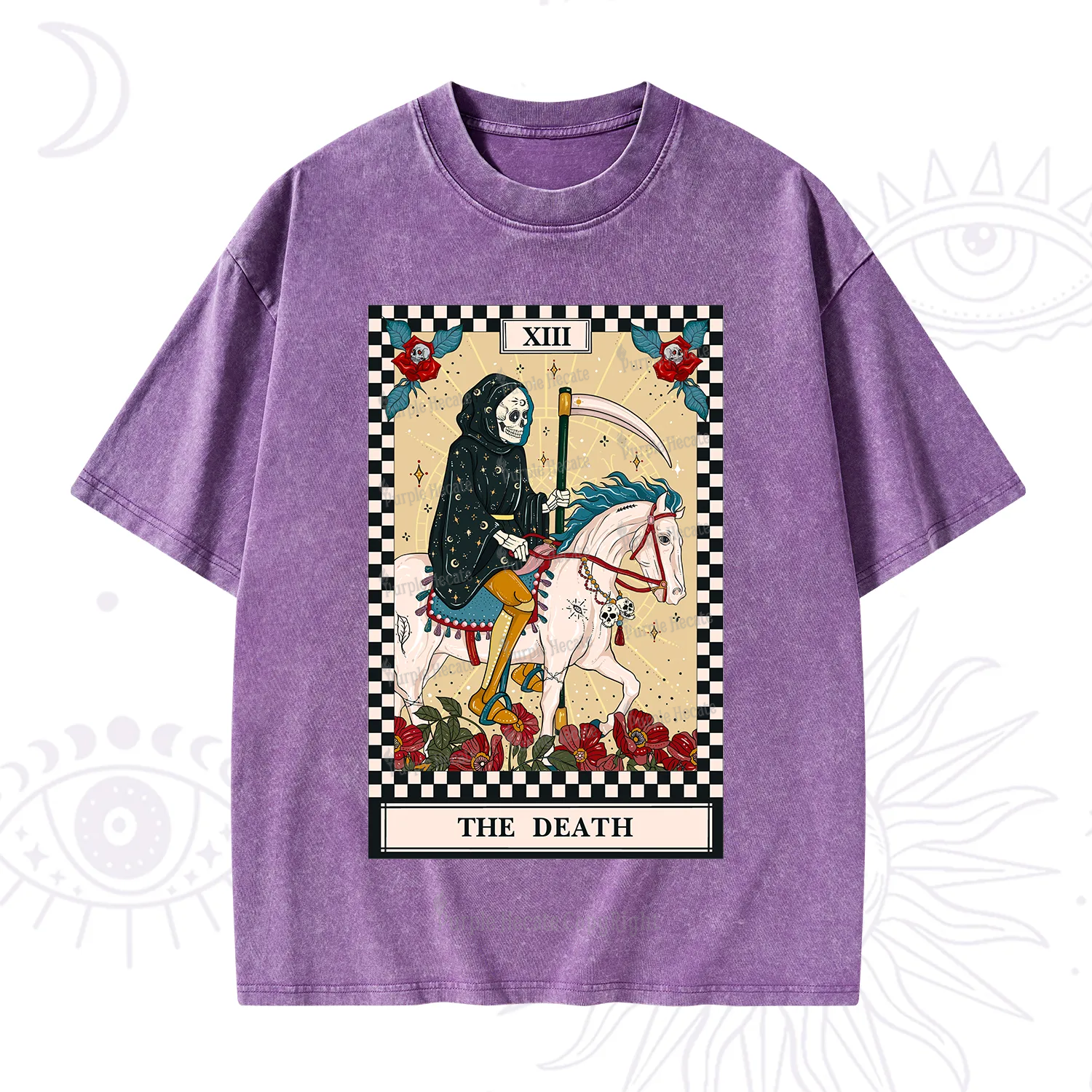 Purplehecate The Death Tarot Skeleton Washed T-Shirt