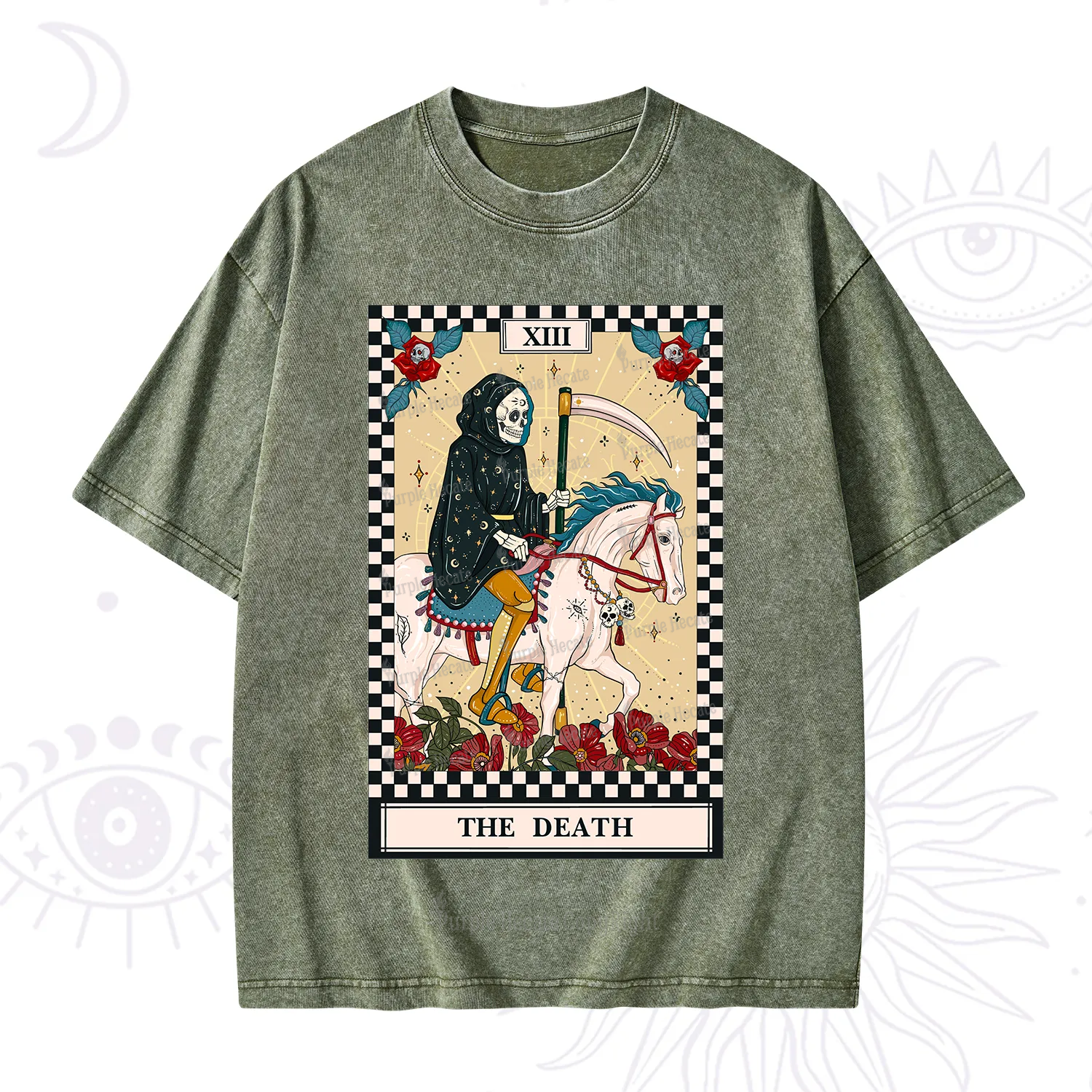 Purplehecate The Death Tarot Skeleton Washed T-Shirt