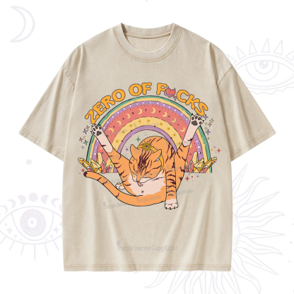 Purplehecate The Zero Fucks Cat Washed T-Shirt