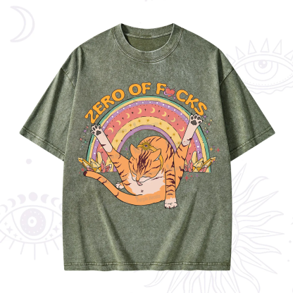 Purplehecate The Zero Fucks Cat Washed T-Shirt