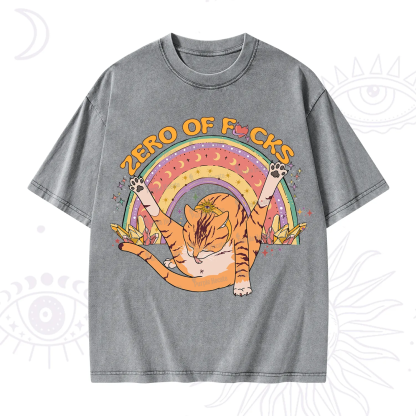 Purplehecate The Zero Fucks Cat Washed T-Shirt
