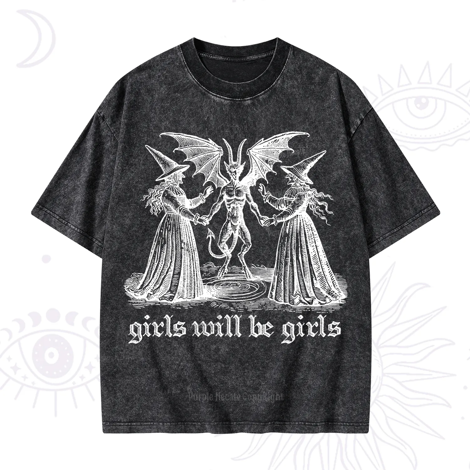 Purplehecate Witch Girls Will Be Girls Washed T-Shirt