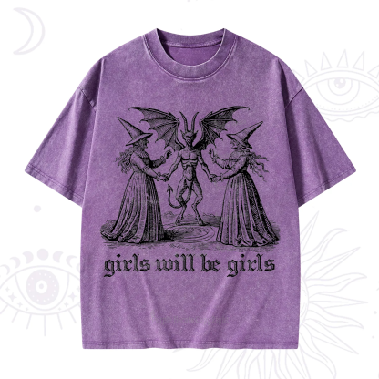 Purplehecate Witch Girls Will Be Girls Washed T-Shirt