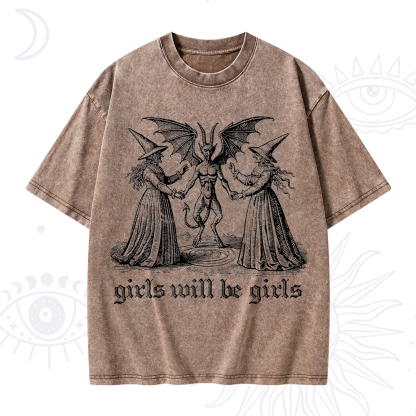 Purplehecate Witch Girls Will Be Girls Washed T-Shirt