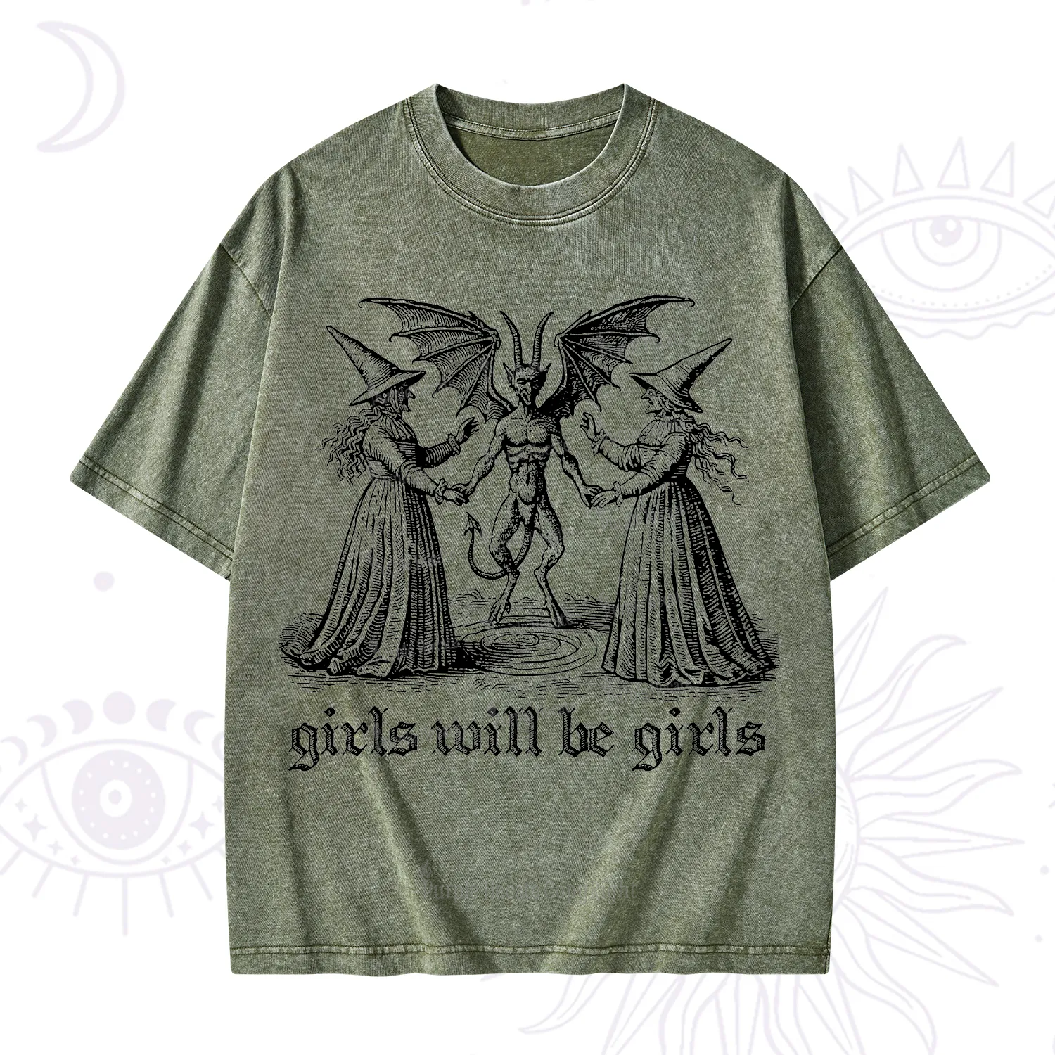 Purplehecate Witch Girls Will Be Girls Washed T-Shirt