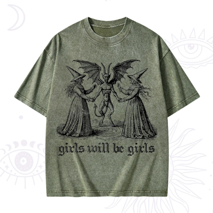 Purplehecate Witch Girls Will Be Girls Washed T-Shirt