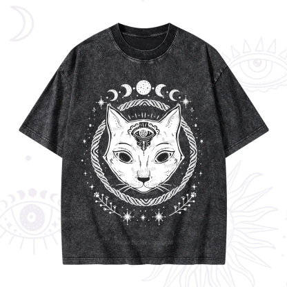 Purplehecate Third Eye Black Cat Washed T-Shirt