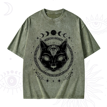 Purplehecate Third Eye Black Cat Washed T-Shirt